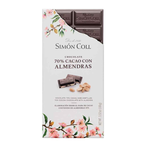 Chocolate 70% cocoa with Almonds 100g Simón Coll (2)