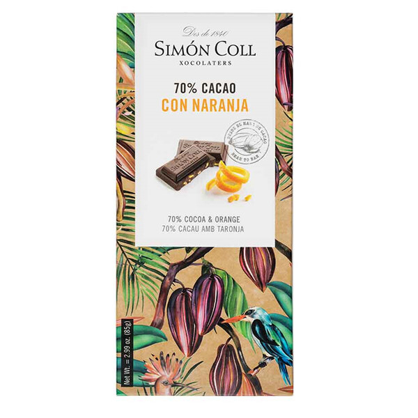 Chocolate 70% Cacao con Naranja de Simón Coll 85gr.
