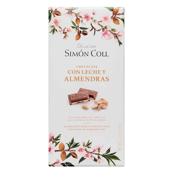 Chocolate con Leche y Almendras Laminadas de Simón Coll 100gr.