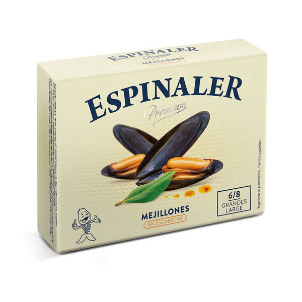 Mejillones en Escabeche Premium Espinaler 6-8