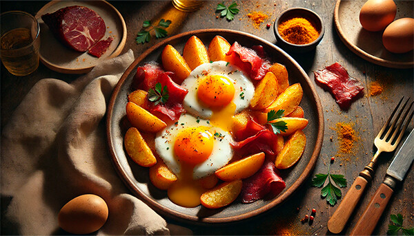 Post: Recetas Huevos Rotos con Morcón de Bellota Ibérico