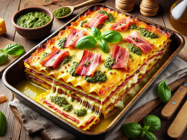 Lasaña de Jamón, Queso y Pesto: Una Deliciosa Combinación de Sabores