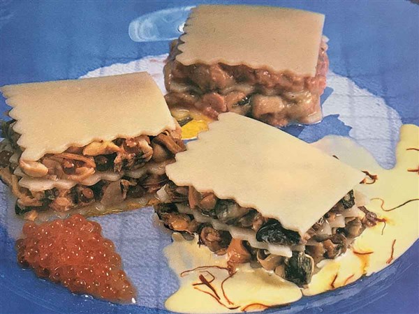 Post: Recetas Receta de Tártaro de mariscos en lasaña con vinagreta de azafrán