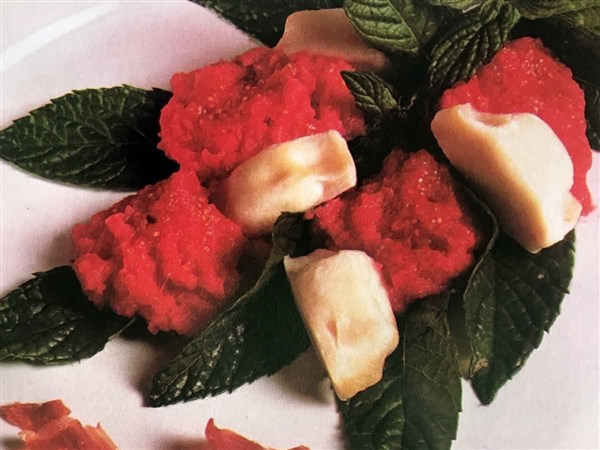 Post: Recetas Sorbete de higos con minirraviolis rellenos de consomé caliente de jamón