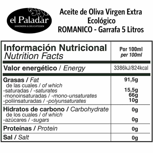 Aceite De Oliva Virgen Extra Ecológico Románico 5L. (1)