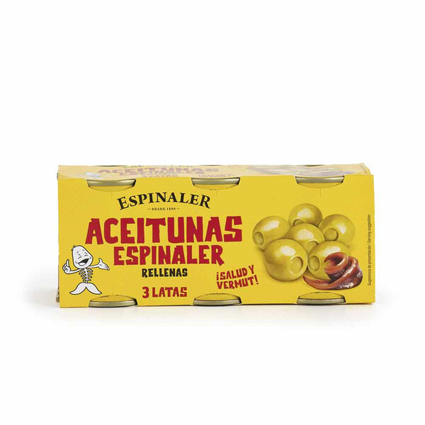 Aceitunas Rellenas de Anchoa Espinaler Pack 3x50g.