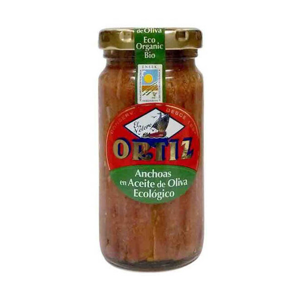 Anchoas en Aceite de Oliva Virgen Extra Ecológico de Ortiz / Tarro 95g.