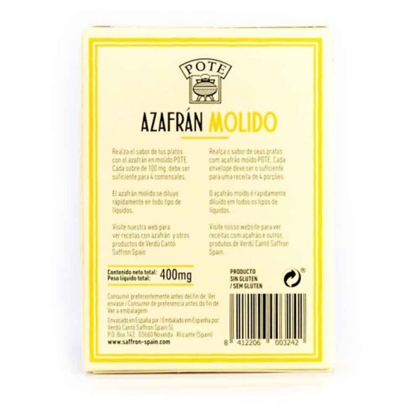 Azafrán Molido Calidad Selecta Pote 4 Sobres 400 Mg. (1)