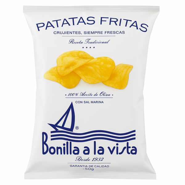 Bolsa de Patatas Fritas Bonilla a la Vista – 50 g (Aceite de Oliva & Sal Marina)