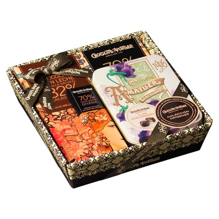 Descubre la deliciosa Cesta de Chocolates Orígenes Naranja de Amatller