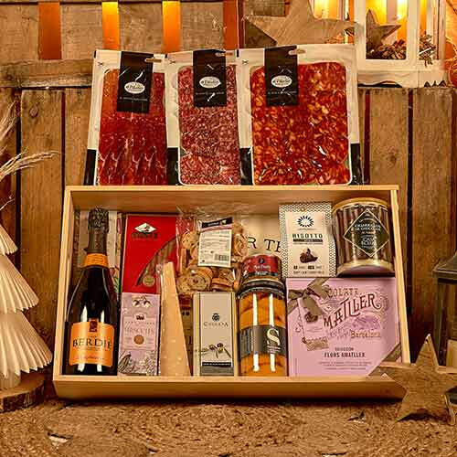 CESTA DE NAVIDAD - LOTE 380-10 BANDEJA MADERA