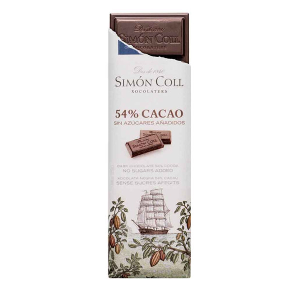 Chocolate 54% Cacao Sin Azúcares Añadidos De Simón Coll (25G) (2)