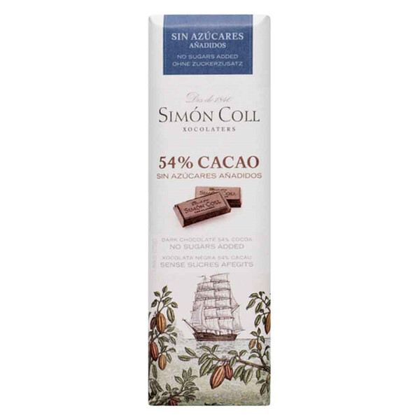 Chocolate 54% Cacao Sin Azúcares Añadidos De Simón Coll (25G)