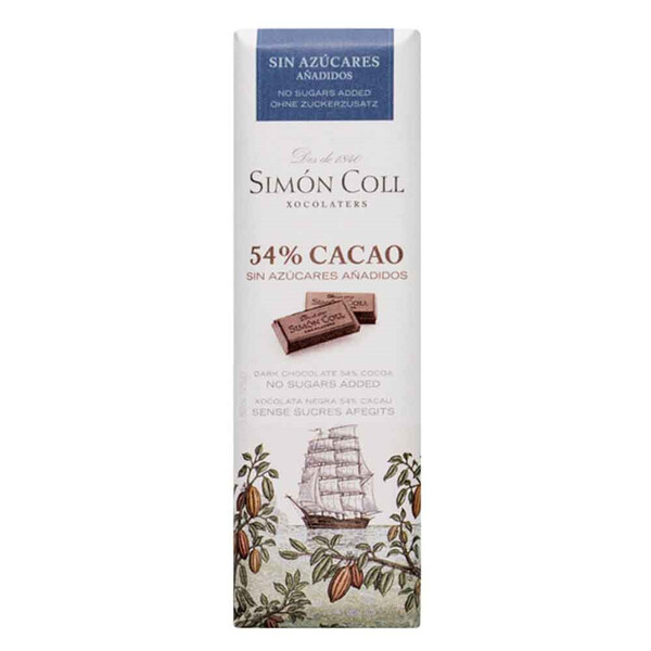 Chocolatina 54% Cacao Sin Azúcares Añadidos De Chocolates Simón Coll (25G)