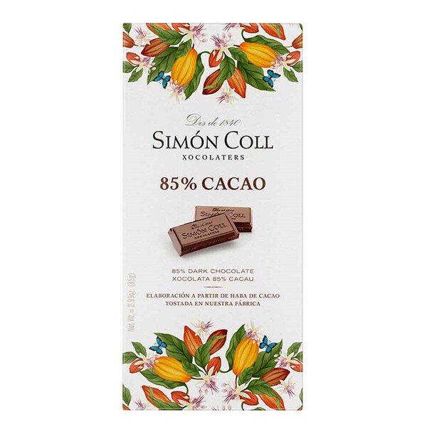 Tableta de Chocolate 85% Cacao de Simón Coll 85gr.
