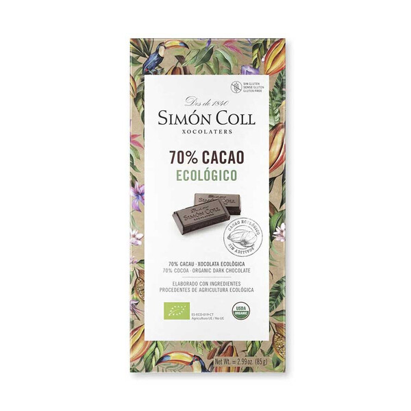 Tableta de Chocolate ECO 70% Cacao 85gr.