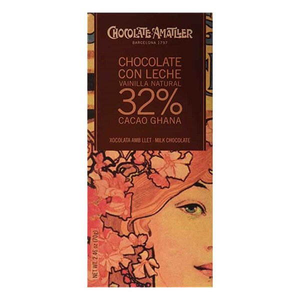 Chocolate con Leche 32% Cacao con Vainilla Natural de Amatller (70g)