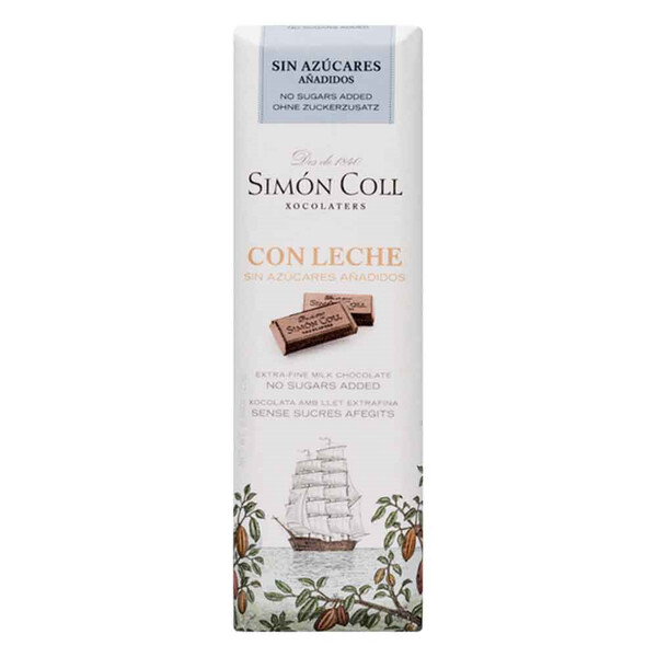 Chocolatina Simon Coll leche sin azúcares añadidos 25 g