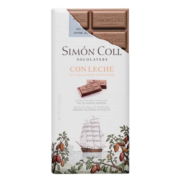 Chocolate con Leche sin Azúcares añadidos de Simón Coll 85gr. (1)