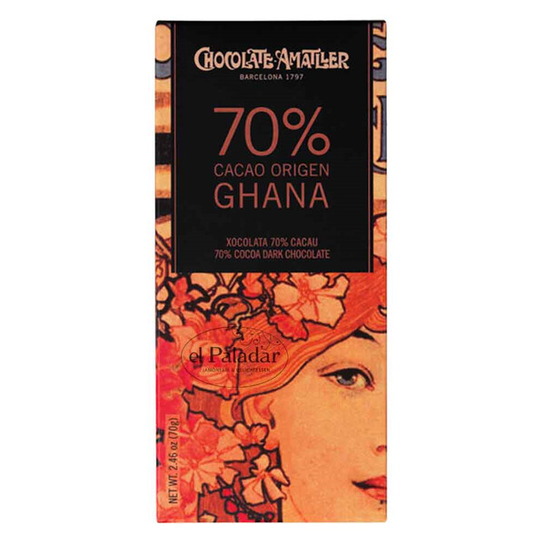 Chocolate Amatller con 70% de Cacao originario de Ghana 70gr.