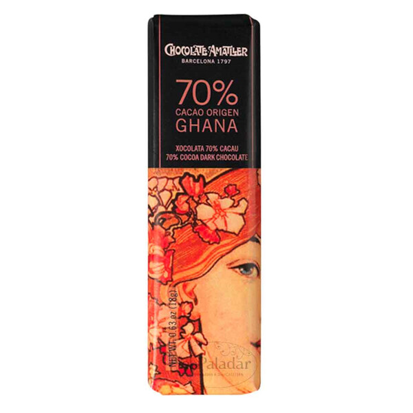 Chocolatina 70% Cacao Ghana de Chocolates Amatller 18gr.