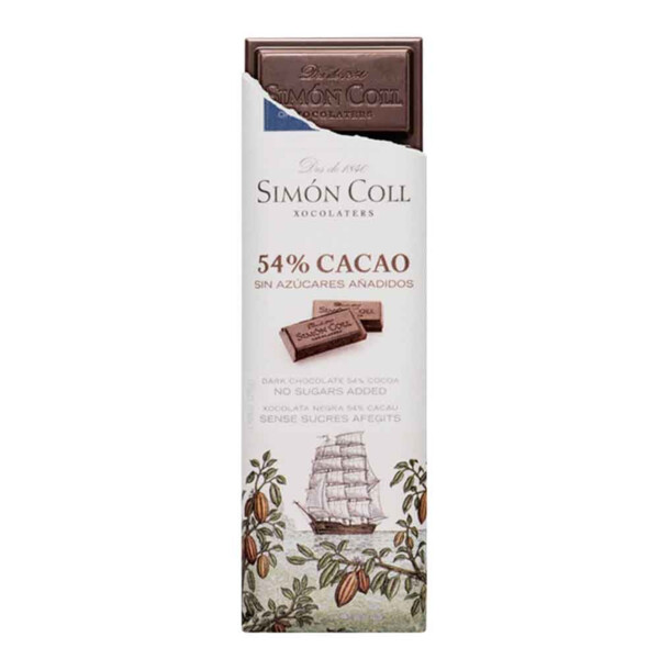 Chocolatina 54% Cacao Sin Azúcares Añadidos De Chocolates Simón Coll (25G) (2)