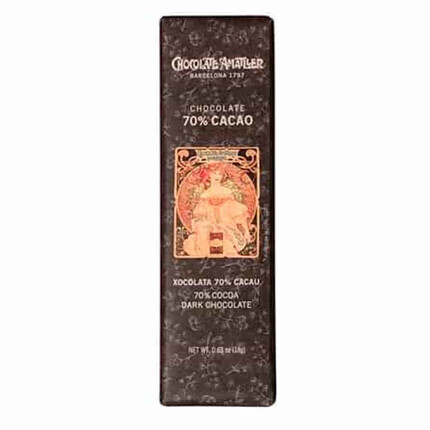 Chocolatina 70% Cacao de Chocolates Amatller | Un pequeño placer de intenso sabor a cacao