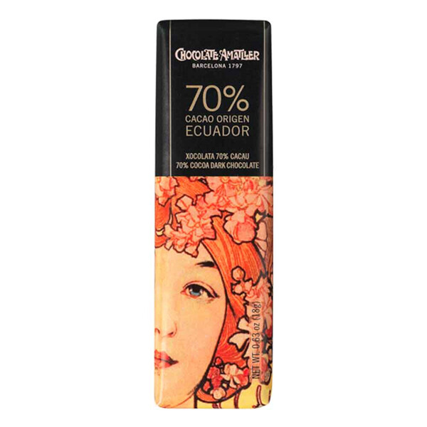 Chocolatina 70% Cacao Ecuador De Chocolate Amatller (18G)