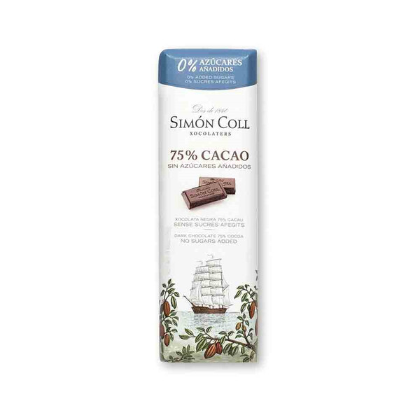 Mini tableta Chocolate 75% Cacao sin Azúcares Añadidos 25g.