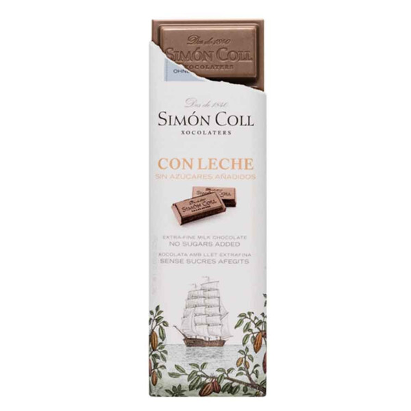 Chocolatina con Leche Sin Azúcares Añadidos de Chocolates Simón Coll 25gr. (1)