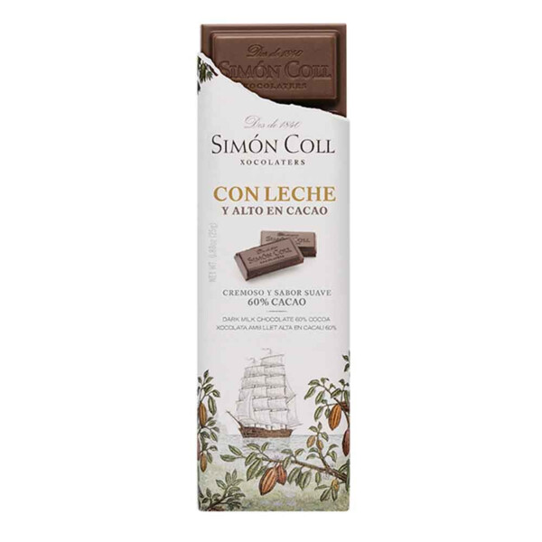 Chocolatina de Chocolates Simón Coll 60% Cacao Con Leche (25g) (2)
