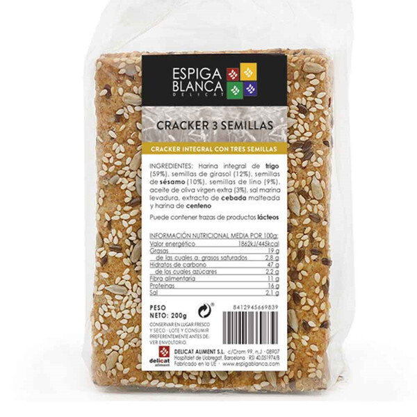 Cracker 3 Semillas de Espiga Blanca 200gr.