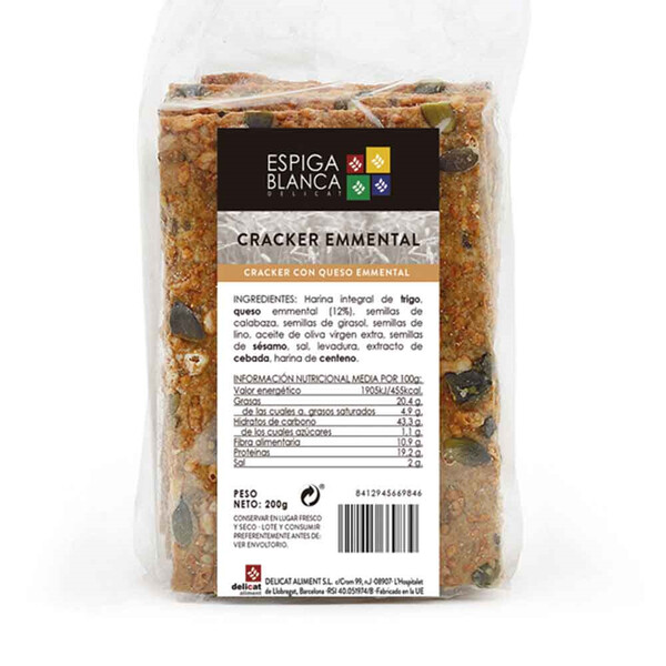 Cracker Emmental y Semillas de Calabaza Espiga Blanca 200gr.