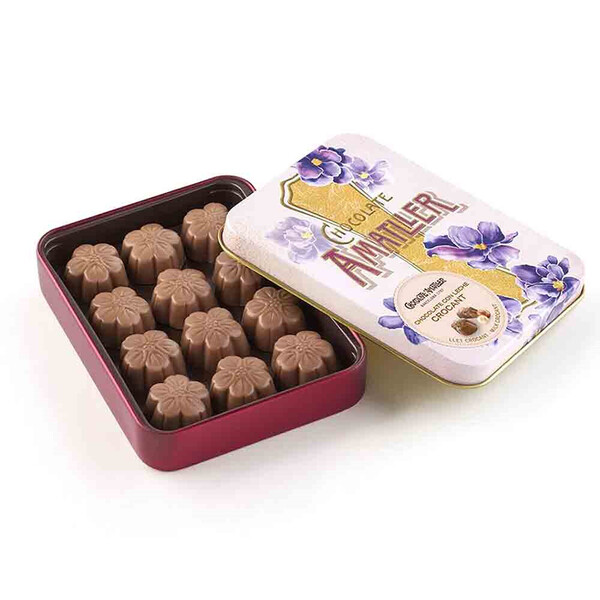 Bombones Flores Crocant de Chocolate Amatller Lata 72g.