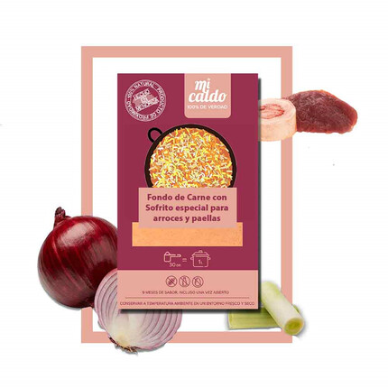 Fondo de Carne con Sofrito: Potencia tus arroces y guisos con nuestro caldo deshidratado 30g