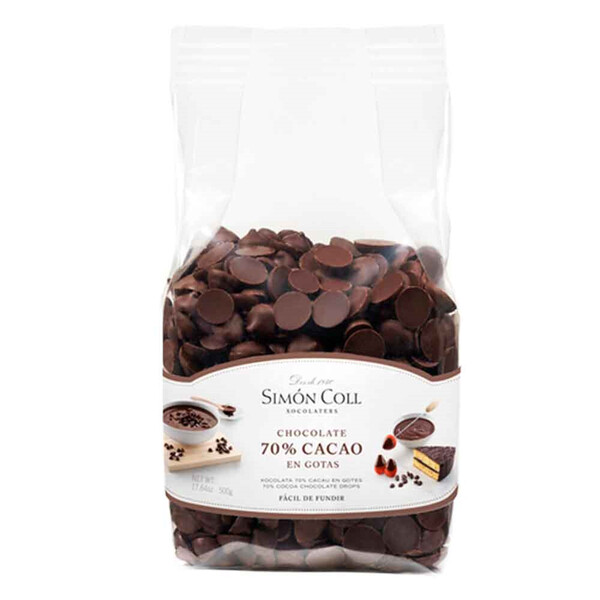 Gotas Chocolate 70% Cacao Ideal para Repostería de Simón Coll 500gr.