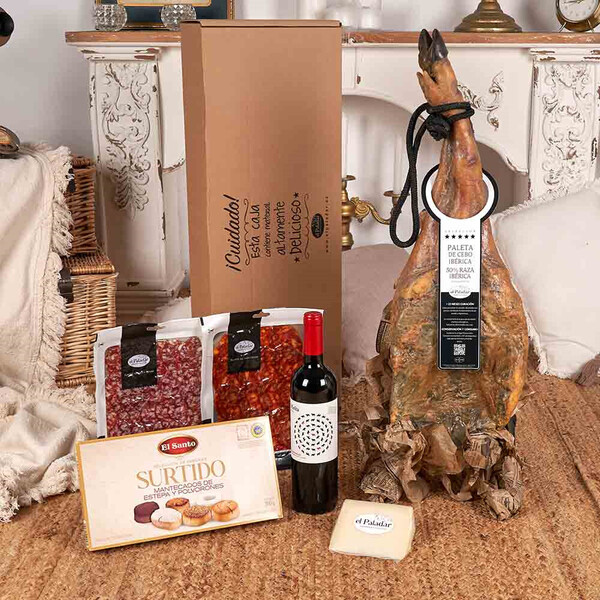 Lote Empresa 510-25 — paleta cebo ibérica, vino, queso y dulces