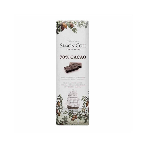 Mini tableta de Chocolate Simón Coll 70% cacao 25g.