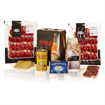 Nautic Pack - Lotes Gourmet con 2 Sobres de Paleta Ibérica, Queso Manchego, Berberechos, Cervezas y más