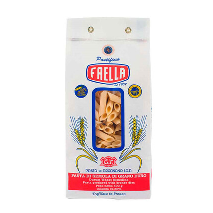 Pasta Penne Medie Gragnano IGP 'Faella' 500gr: Auténtica pasta italiana de calidad premium