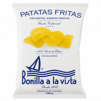 Patatas Fritas Bonilla a la Vista – Bolsa 150 g | Aceite de Oliva & Sal Marina