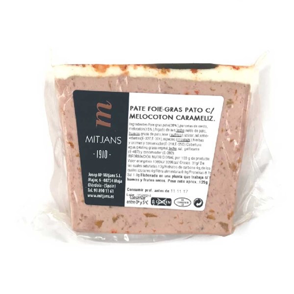 Paté Foie-Gras De Pato Con Melocotón Caramelizado Embotits Mitjans 125G.