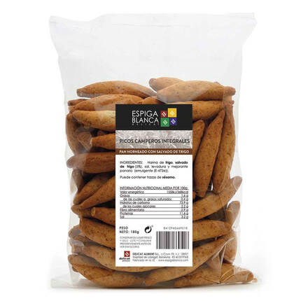 Picos Camperos Integrales Espiga Blanca 180g: Deliciosos y saludables picos de pan integral