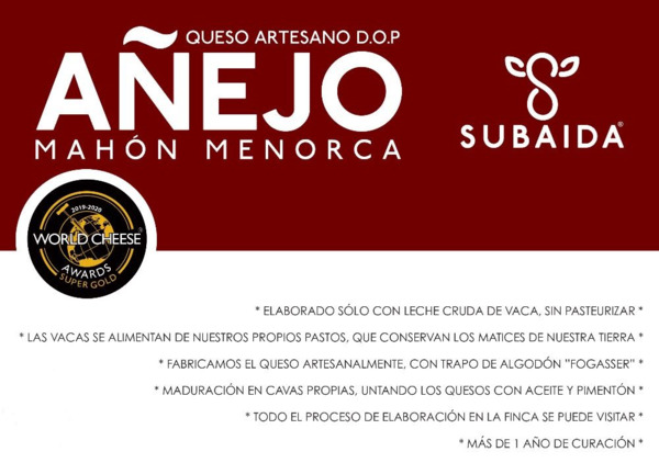 Queso Artesano Añejo Mahón Menorca Subaida Añejo Cuña 1/8 (1)