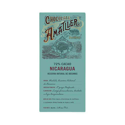 Tableta Chocolate Nicaragua 72% Amatller 70g: Delicioso chocolate de origen con intensidad y sabor excepcionales