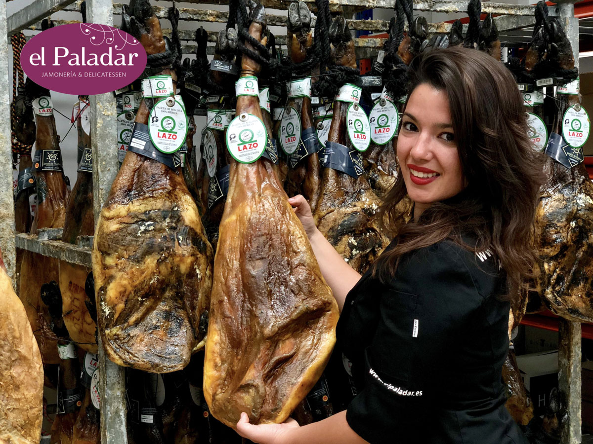 JAMON-LAZO-PATA-NEGRA-EL MEJOR JAMON-PROSCIUTTO-HAM