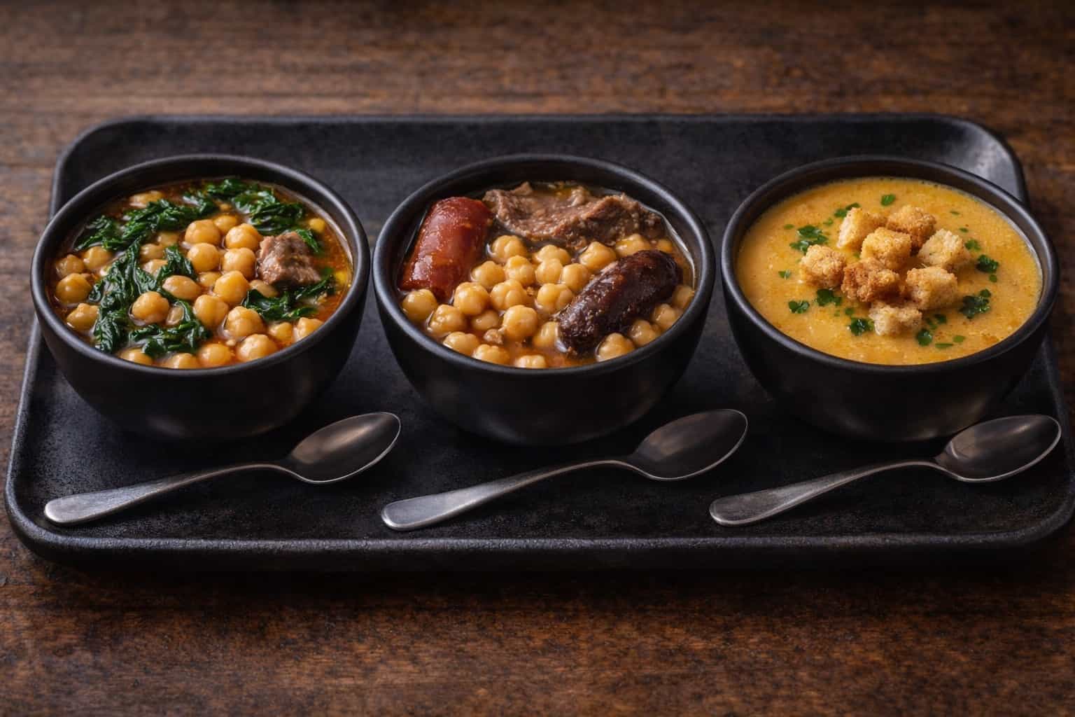 Tres guisos de garbanzos