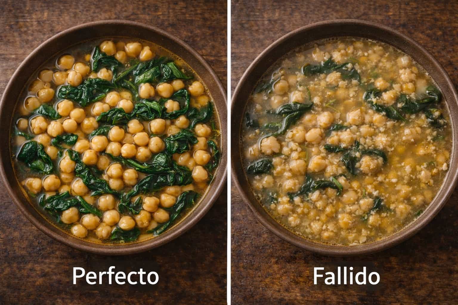 Garbanzos bien hechos y mal hechos por la cocci&oacute;n 