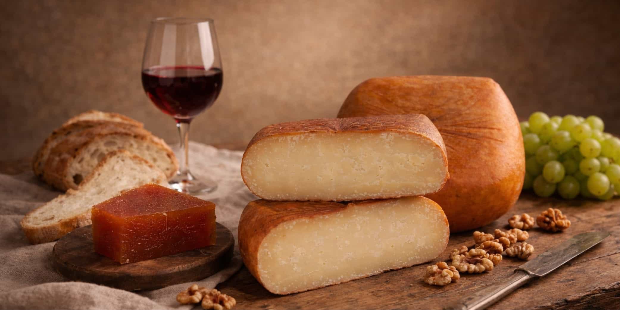 Tabla de queso Mah&oacute;n-Menorca Son Vives curado y semicurado con maridajes