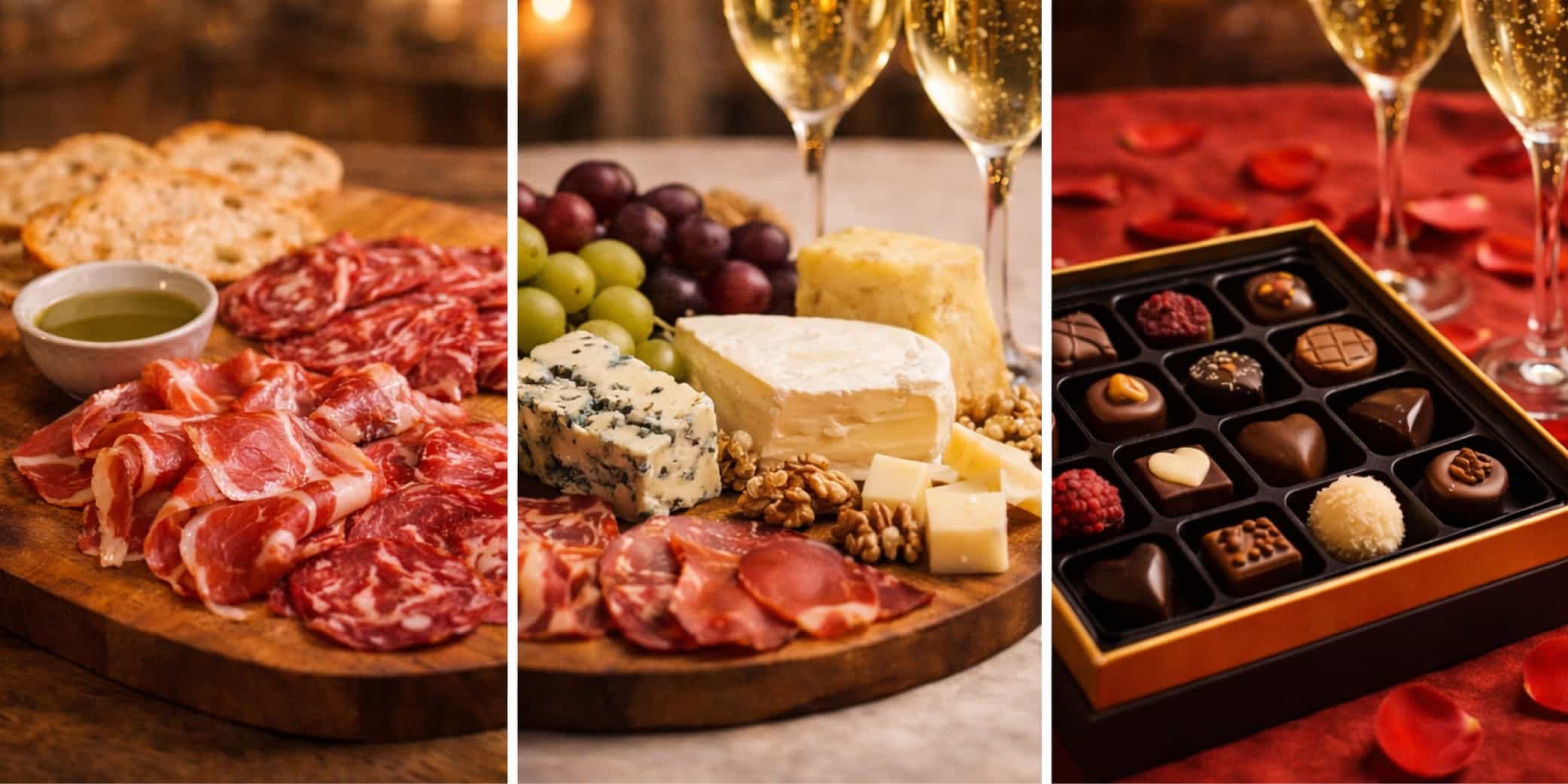 Tabla de quesos, ib&eacute;ricos y bombones, tres presentaciones para San Valent&iacute;n